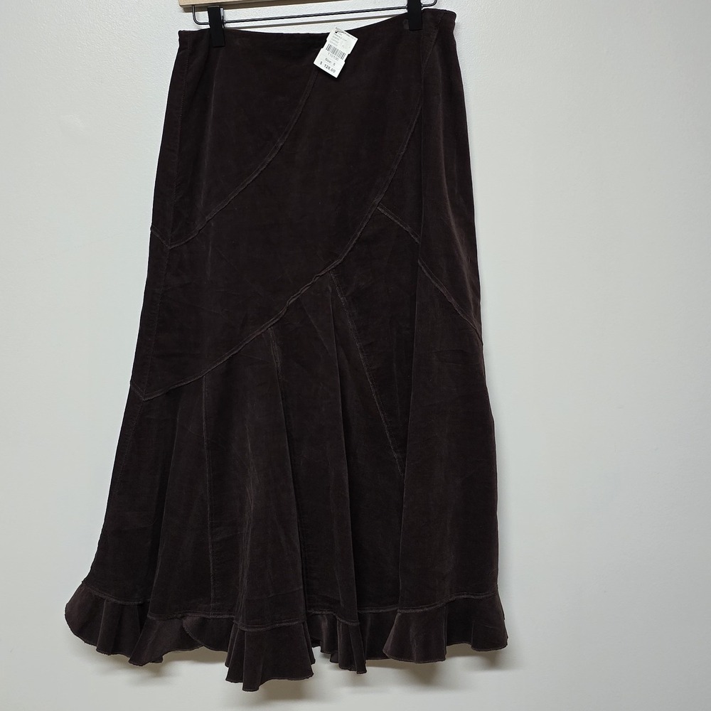 Kial Womens Brown Corduroy Maxi Skirt Size S Patchwork Design Boho NWT‎ $128